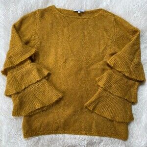 Gio & Gio Made in Italy Wool Mohair Blend Gold Knit Tiered Bell Sleeve Size S